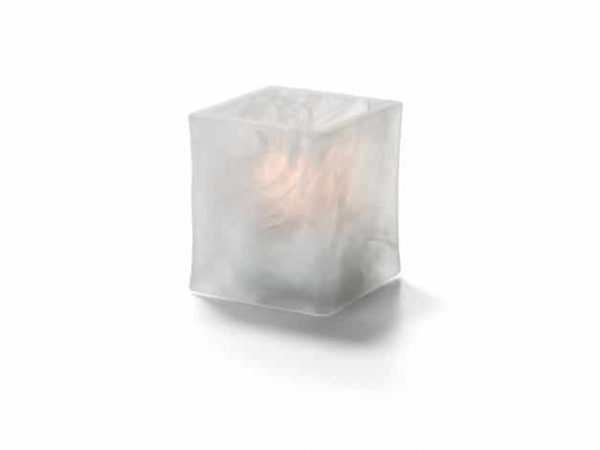Satin Crystal Wysp Glass Cube Tea Light Holder (H5180SC)