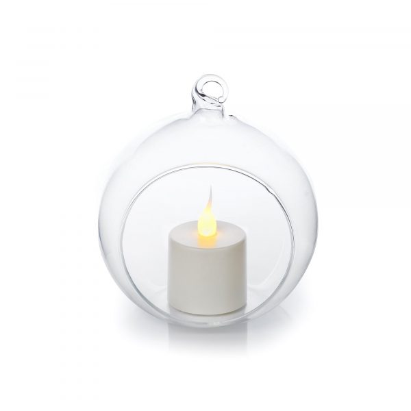 Hand Blown Glass Ornament with Tea Light Candle - SCBG