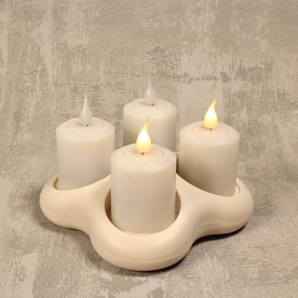 4 SET Smart Flame Rechargeable LED Moving Flame Votive Candles