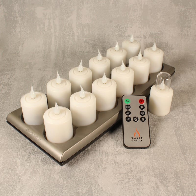4 SET Smart Flame Rechargeable LED Moving Flame Votive Candles