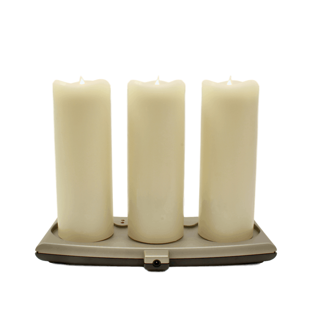 3" x 8.5" Set of 3 Smart Flame 360° Moving Flame Rechargeable Wax