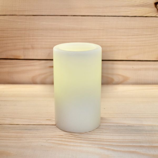 3" x 5" Flat Top Warm White Wax Pillar Candle (XSC3875WW-W) - Image 2