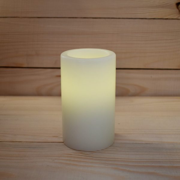 3" x 5" Flat Top Warm White Wax Pillar Candle (XSC3875WW-W) - Image 3