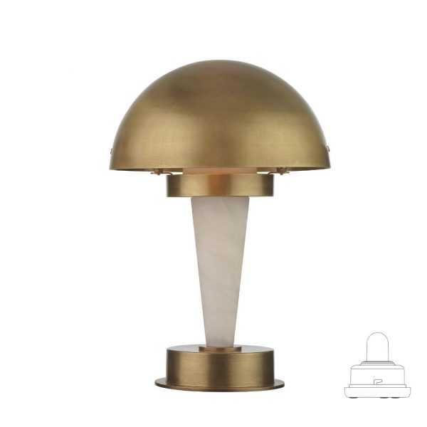 Ascot Brass and Alabaster Table Lamp & 8" Brass Dome (SCT021)