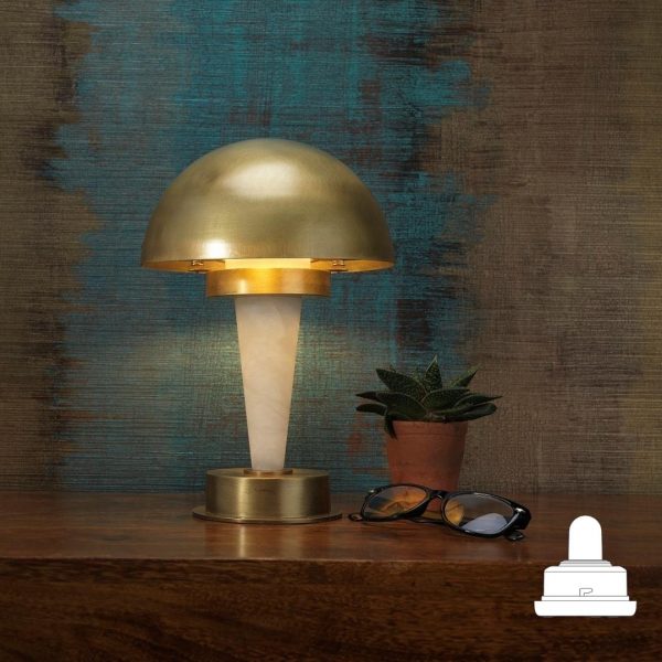 Ascot Brass and Alabaster Table Lamp & 8" Brass Dome (SCT021) - Image 2