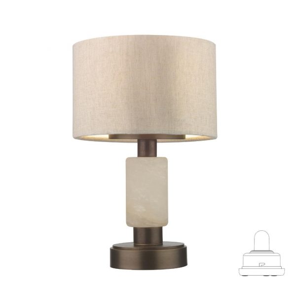 Eton Alabaster and Brass Table Lamp & 7" Drum Shade (SCT018)