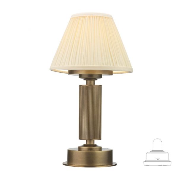 Old English Reeded Brass Table Lamp & 7" Ivory Pleated Shade (SCT017)