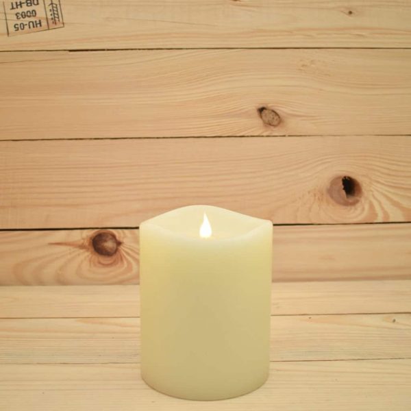 4" x 4.5" Smart Flame Ivory Wax Pillar Candle - IR Enabled (SFD101411)