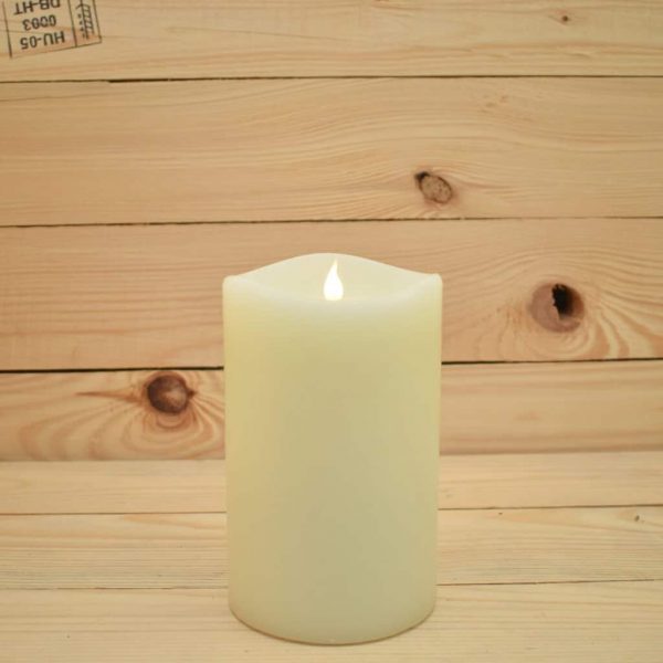 4" x 6" Smart Flame Ivory Wax Pillar Candle - IR Enabled (SFD101811)