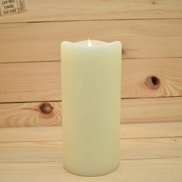 4" x 8" Smart Flame Ivory Wax Pillar Candle - IR Enabled (SFD102311)